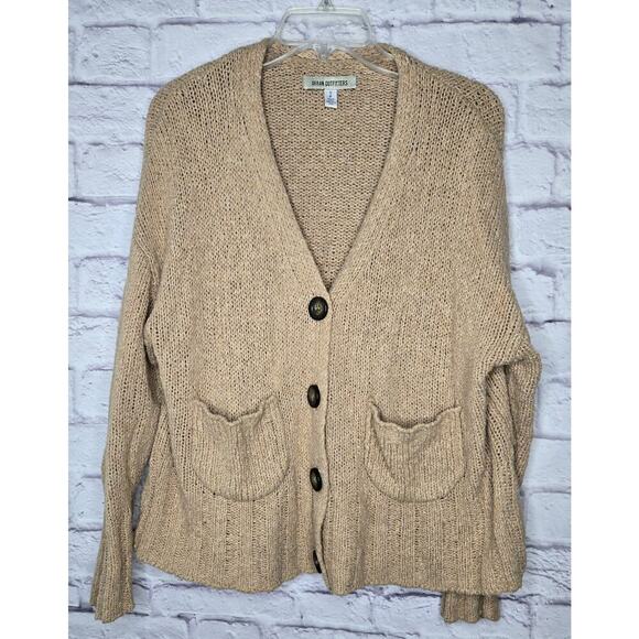 Urban Outfitters Oversized Knit Cardigan Sweater Tan Boyfriend Chunky Small. - Picture 1 of 7